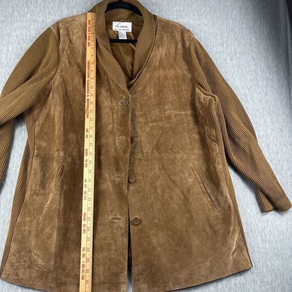 Línea By Louis Dell’Olió 100% Suede Jacket Tan Button Up Size 1X - Picture 9 of 14